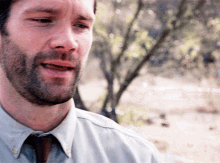 a man with a beard wearing a shirt and tie
