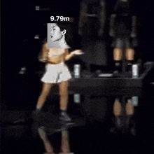 a picture of a woman dancing with 7.3m written on the bottom