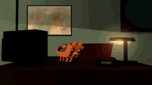 a sign that says n fury on it in a dark room