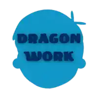 a blue silhouette of a person with the words dragon work on it