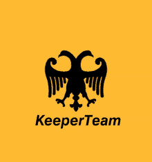 a logo for keeper team with a black eagle