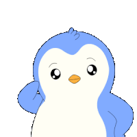 a blue and white penguin with the words no prob written above it