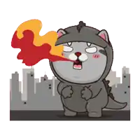 a cartoon of a cat dressed as a dinosaur