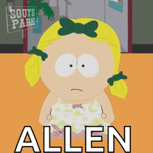 a cartoon of a girl with the name allen