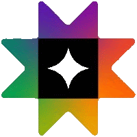 a rainbow colored star with a diamond in the center