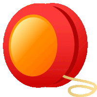 a red and yellow yo-yo with a string attached to it