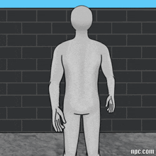 a cartoon of a naked man standing in front of a brick wall with npc.com written below it