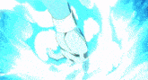 a person wearing flip flops is walking in the water