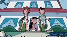 a cartoon of a family standing in front of a house that says the final ending on it