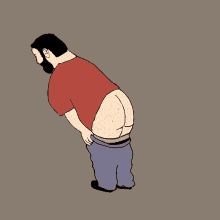 a cartoon of a man with his pants down and a green circle with fu written on it