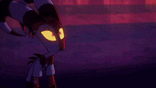 a close up of a cartoon character 's face with a red background