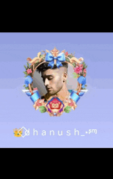 a picture of a man in a heart shaped frame with hanush_sm written below it