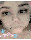 a close up of a girl 's face with the word crybaby written on it