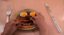 Playing With Food At Breakfast GIF - Eggs Bacon Breakfastface GIFs