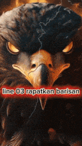 a painting of an eagle with the words line 03 rapatkan barisan