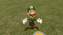 a cartoon character with the letter l on their hat