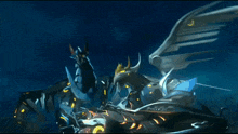 a group of robots are fighting each other in a video game