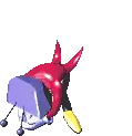 a pixel art of a cartoon character with a television head