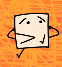 a cartoon drawing of a piece of paper with arms and legs and a face .