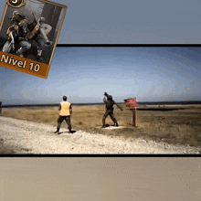 a card with a picture of soldiers and the number 10