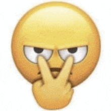 a yellow smiley face is covering its mouth with its hands and pointing at the camera .