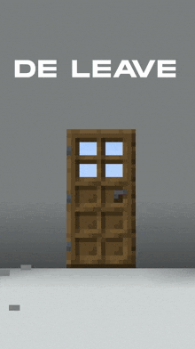 a poster for a video game called de leave shows a door