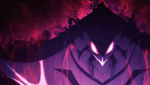 a purple monster with glowing eyes and a sword