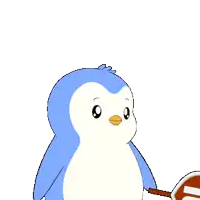 a penguin holds up a heart with the number 10 on it