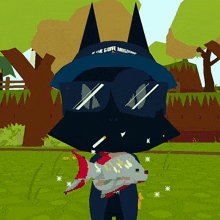 a cartoon character wearing a blue hat that says " the gone missing "