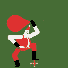 a cartoon drawing of santa claus holding a red balloon