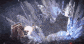 a man is shooting a gun at a monster in a video game while a dragon is flying through the air .