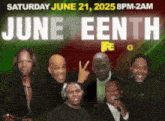 an advertisement for june eenth shows a group of people