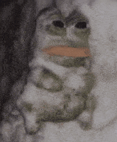 a frog with a carrot sticking out of its mouth is sitting in a pile of snow .