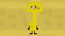 a cartoon drawing of a key with an angry face on it