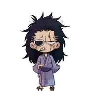 a cartoon drawing of a man in a kimono with the name haru soko on the bottom left