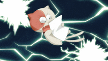 a cartoon cat is holding a piece of paper
