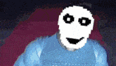 a pixelated image of a man with a white face