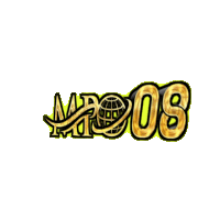 a logo for mr08 with a globe in the middle