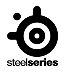 the logo for steelseries is a black and white circle with a circle in the middle .