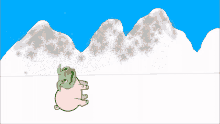 a cartoon drawing of a pig with a battery on its back