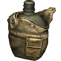 a cartoon drawing of a military canteen with a pocket on the front