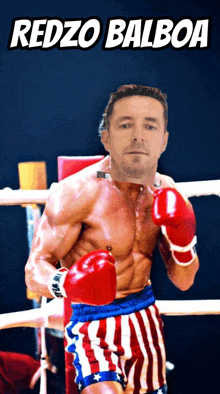 a poster of a man in boxing gloves with the name redzo balboa on it