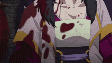 a close up of a person 's chest with blood coming out of it and the words hous sama in the corner