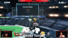 a screenshot of a video game with the words never forget on the bottom