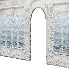 a cartoon drawing of a building with a large archway