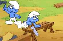 hand saw sawing wood saws table brainy smurf the smurfs