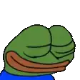 a cartoon frog with a blue shirt on is smiling .