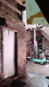 a brick building with a sign that says viggle ai on it