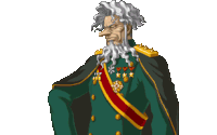 a cartoon drawing of a man with a beard wearing a green coat