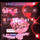 a bouquet of flowers with the words " give me a gift "